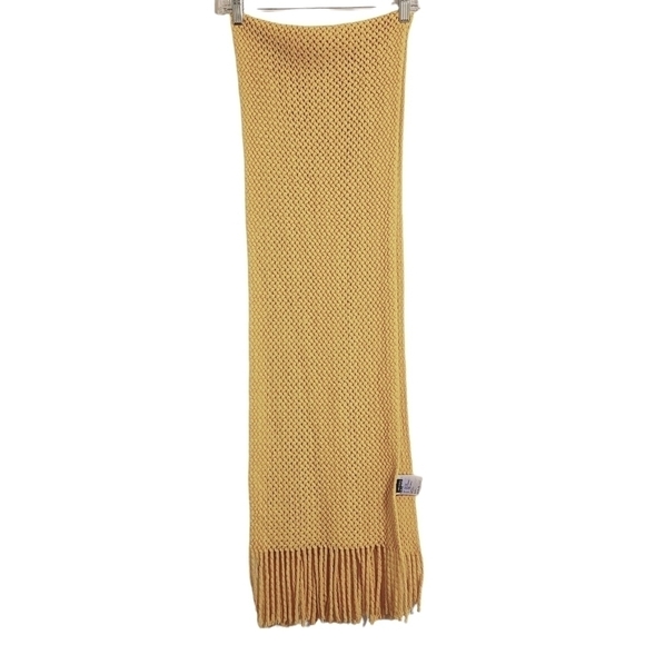 Divided H&M | Women's Mustard Color Weaved Scarf With Tassels (One Size) - Picture 3 of 10